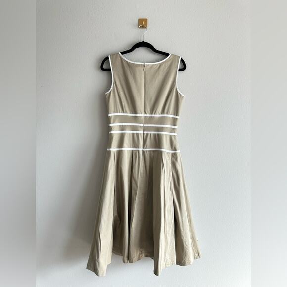 Vintage-Inspired 90s Liz Claiborne Khaki Fit & Flare Dress – Size 10 Mod Preppy - Picture 6 of 7